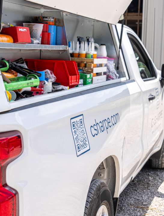 Service Maintenance Truck with tools in open back cover